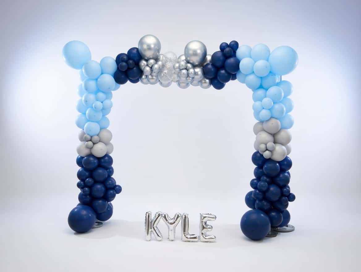 Blue ombre balloon arch Cork - gradient blue shades organic balloon garland