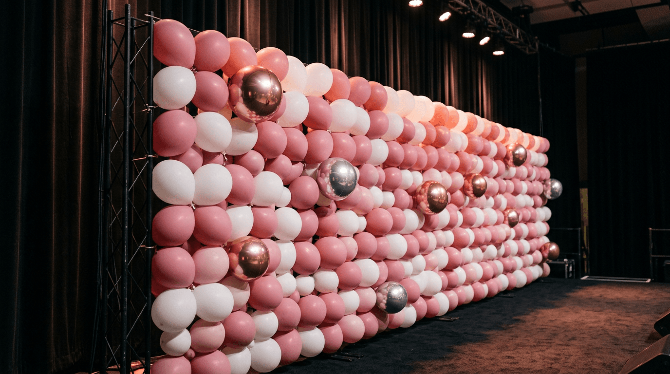 Additional balloon installations Cork — dense balloon wall panel at an event